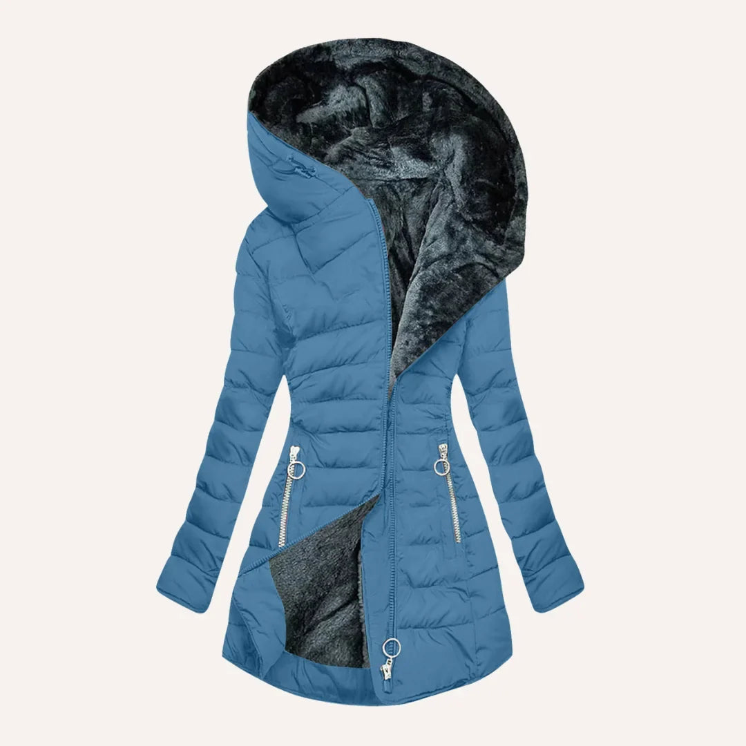 Women's Fitted Hooded Quilted Puffer Jacket – Fleece Lining