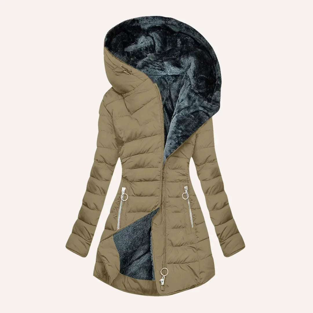 Women's Fitted Hooded Quilted Puffer Jacket – Fleece Lining