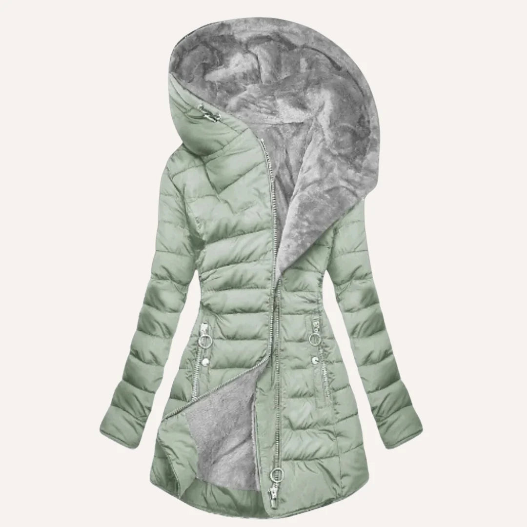 Women's Fitted Hooded Quilted Puffer Jacket – Fleece Lining