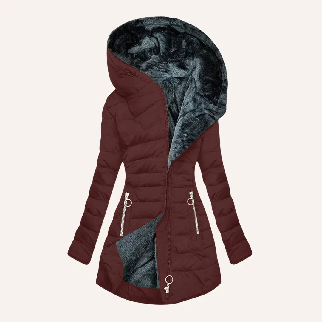 Women's Fitted Hooded Quilted Puffer Jacket – Fleece Lining