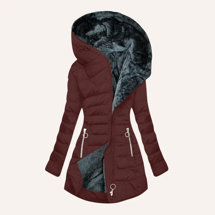 Women's Fitted Hooded Quilted Puffer Jacket – Fleece Lining