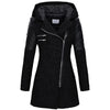 Women's Fitted Hooded Quilted Coat – Diagonal Zip