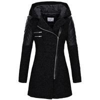 Women's Fitted Hooded Quilted Coat – Diagonal Zip