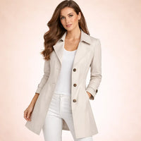 Women's Large Button Fitted Trench Coat