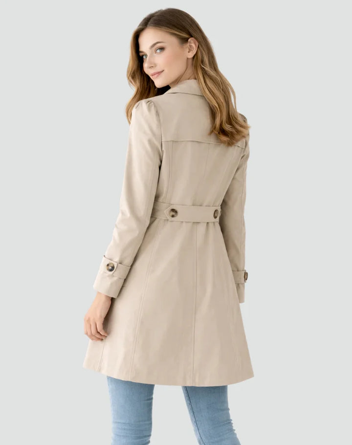 Women's Gold Button Fitted Trench Coat