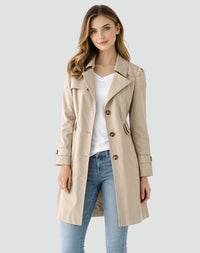 Women's Gold Button Fitted Trench Coat