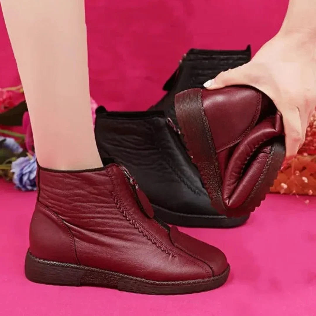 Women's Fleece-Lined Ankle Boots – Zip Closure