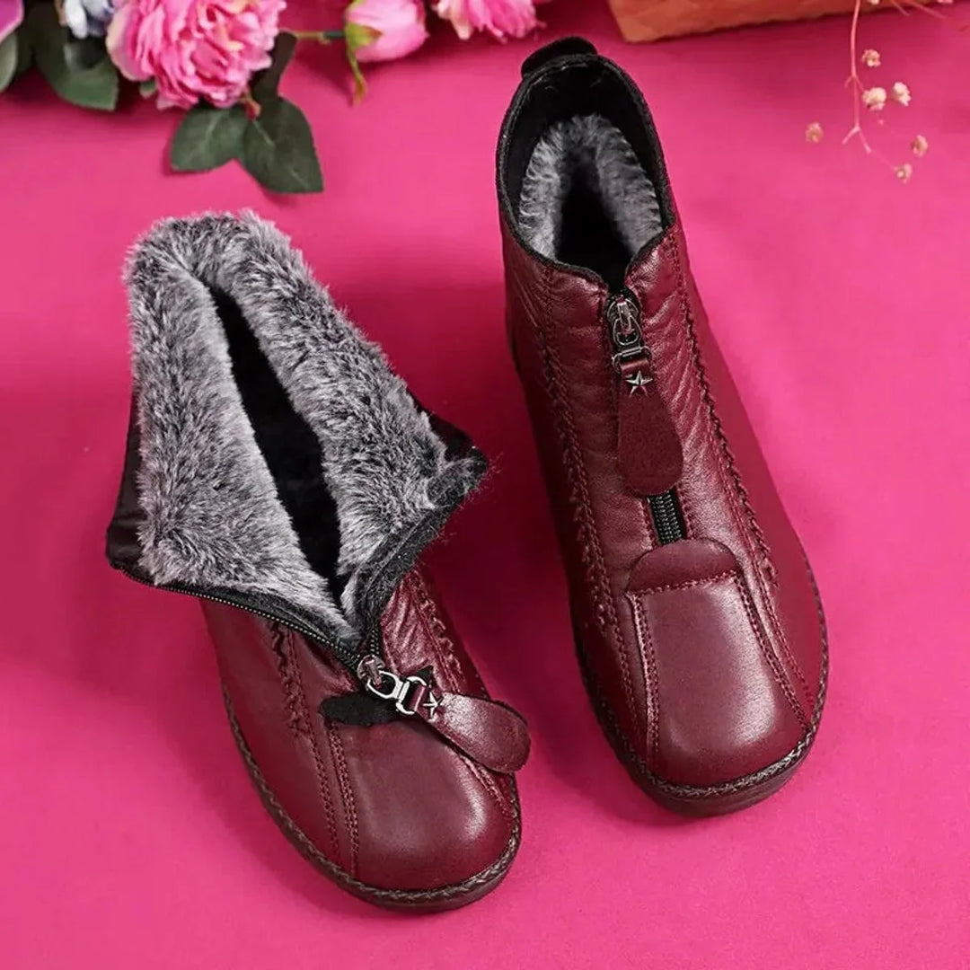 Women's Fleece-Lined Ankle Boots – Zip Closure