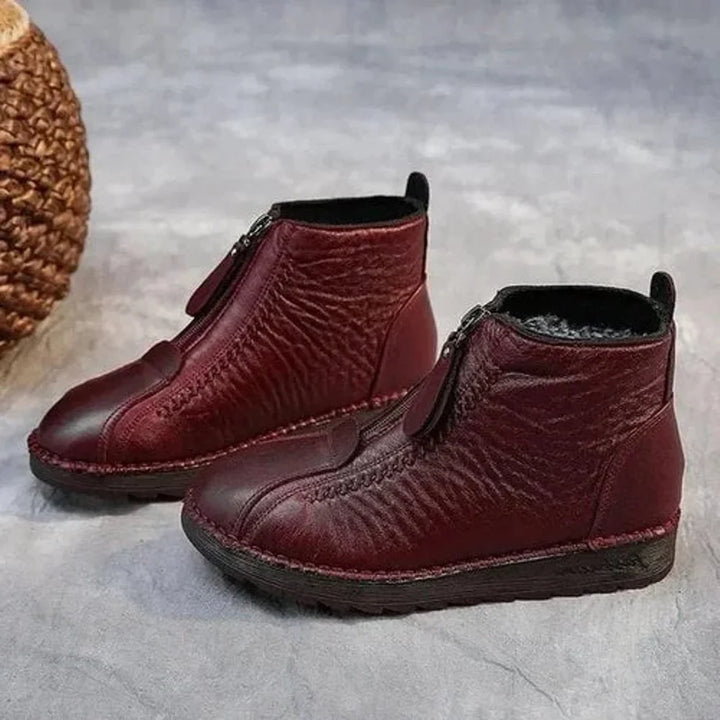 Women's Fleece-Lined Ankle Boots – Zip Closure