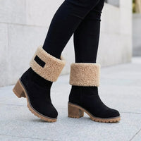 Women's Fleece Lined Block Heel Ankle Boots – Lug Sole
