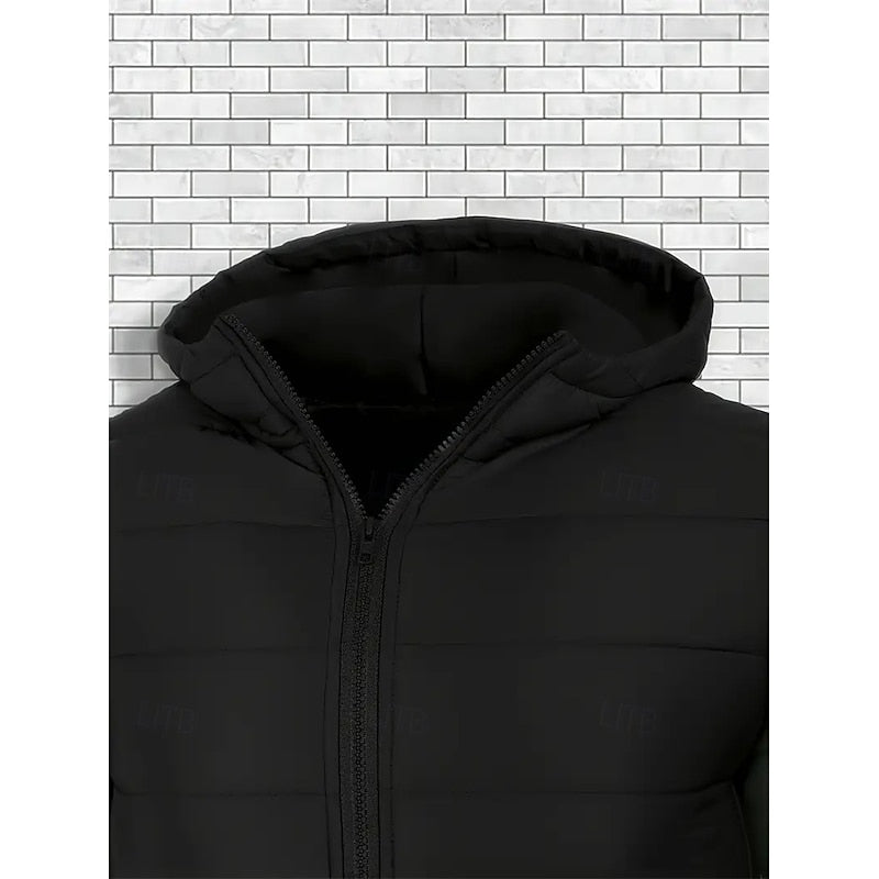 Lightweight Hooded Puffer Jacket with Pockets