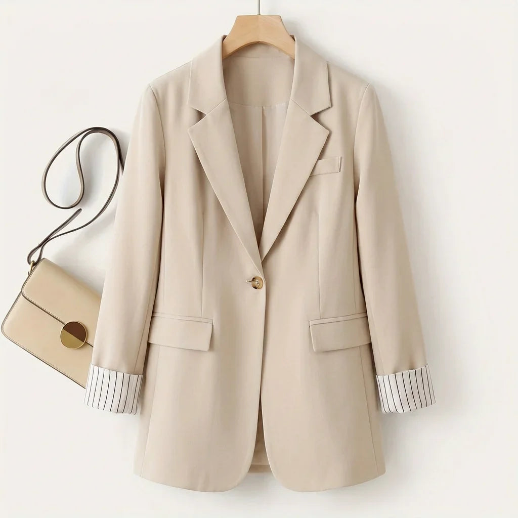 Women's Button Front Long Sleeve Office Blazer Coat