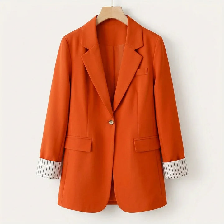 Women's Button Front Long Sleeve Office Blazer Coat