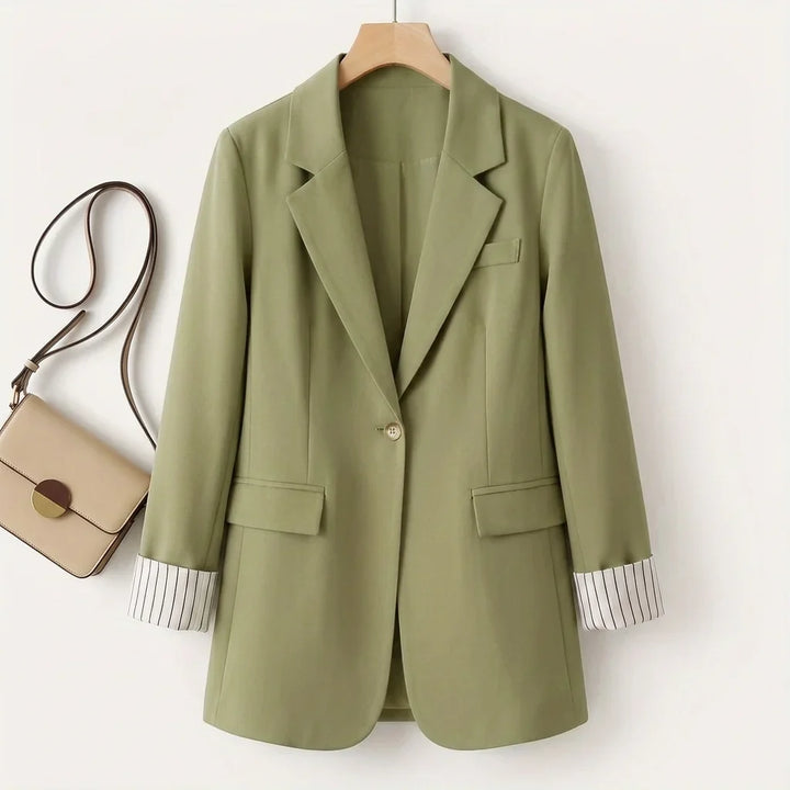 Women's Button Front Long Sleeve Office Blazer Coat
