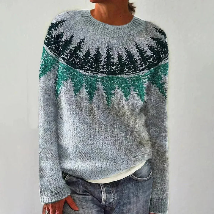 Women's Colorful Fair Isle Pattern Knit Sweater – Boat Neck And Long Sleeves