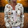 Women's Knit Button-Front V-Neck Cardigan – Halloween Print