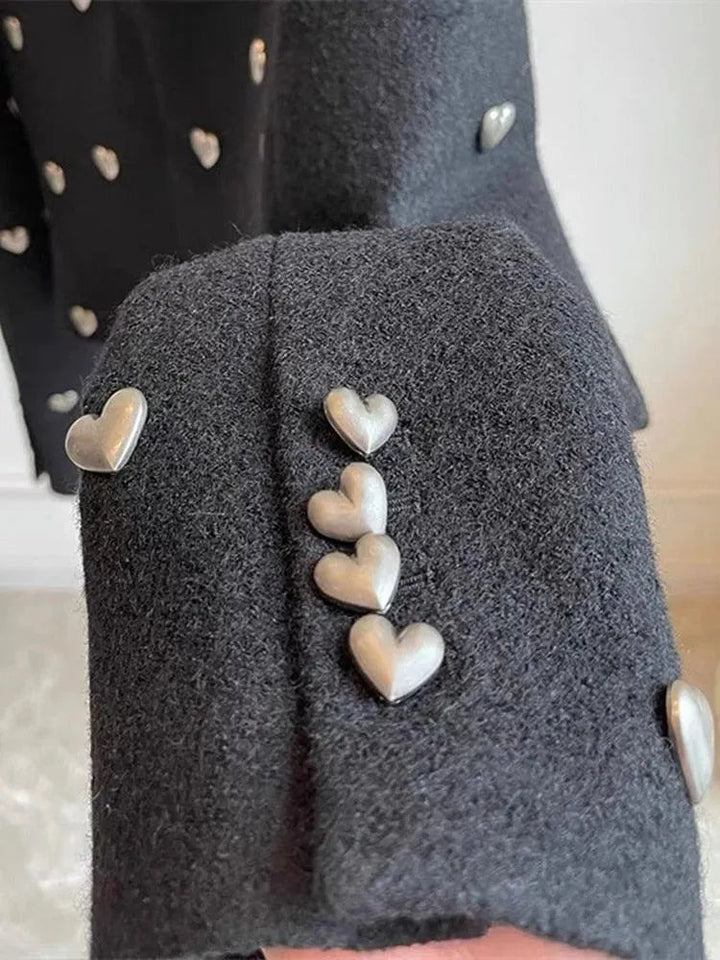 Women's Blazer – Heart Embellished Cropped Collar
