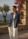 Women's Nadia – Classic Linen Blazer With Pockets For Smart Casual Wear in Navy | Invictora.com