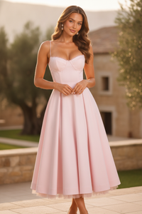 Women's Seraphina – Corset Spaghetti Strap Midi Wedding Guest Dress