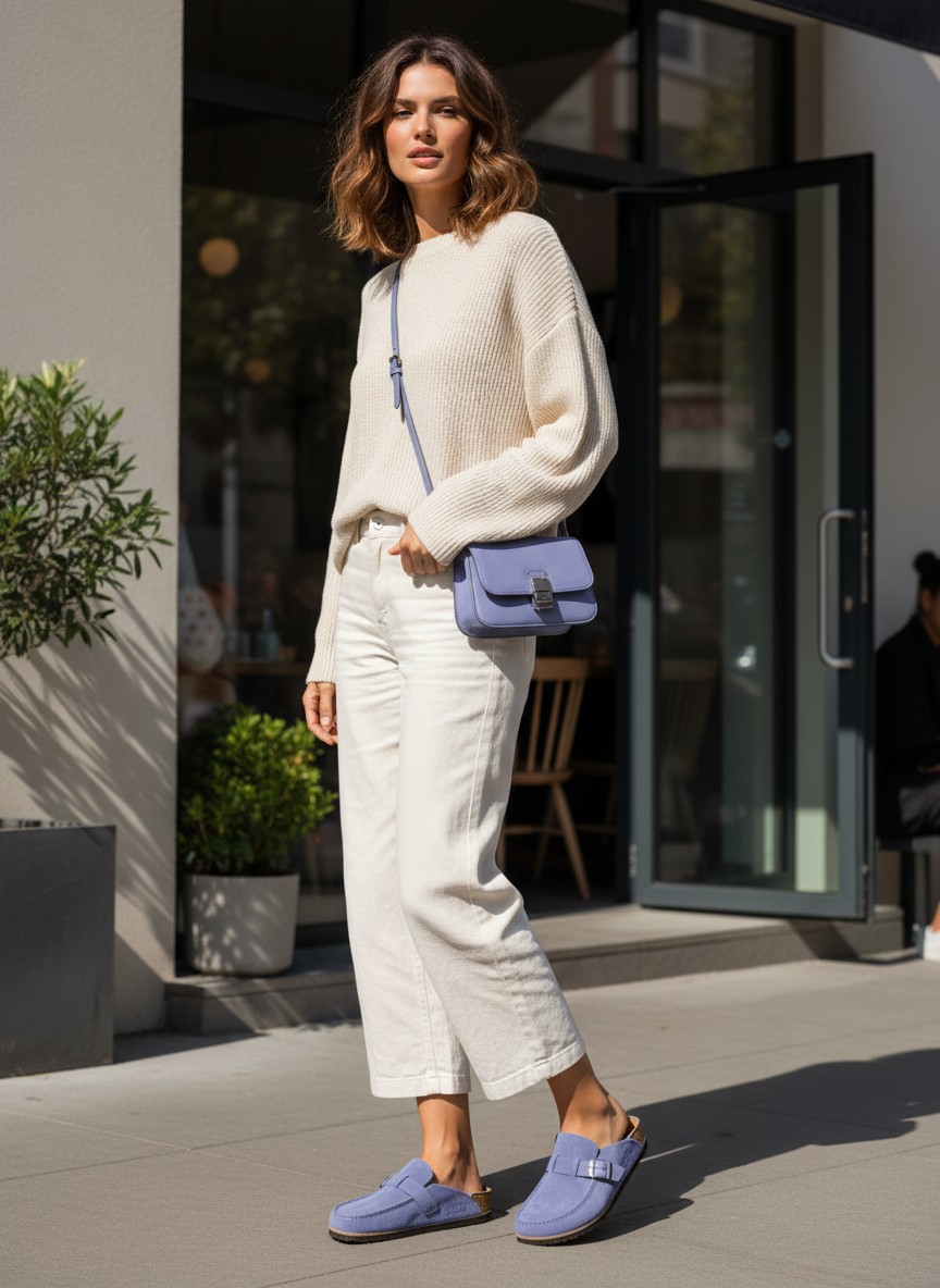 Women's Delphine Suede Clogs in Khaki | Invictora.com