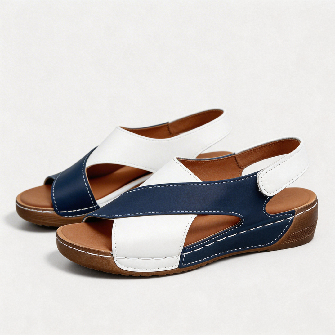 Women's Elegant Two-Tone Open-Toe Wedge Sandals product image | Invictora.com
