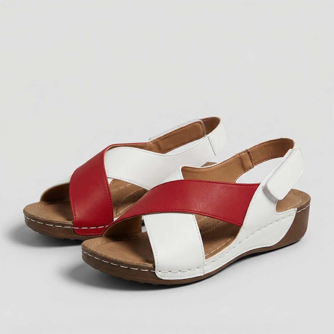 Women's Elegant Two-Tone Open-Toe Wedge Sandals product image | Invictora.com