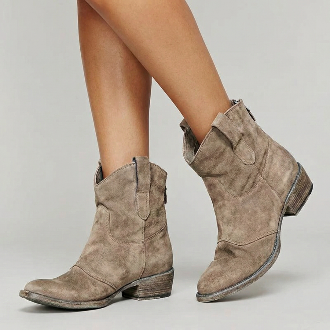 Women's Western Ankle Boots - Leather Look Design product image | Invictora.com