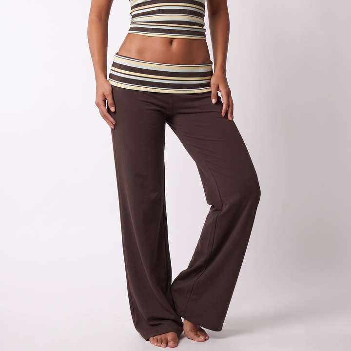Women's Maeve Women's Striped Co-Ord Set – Sleeveless Top & Wide-Leg Trousers in Brown | Invictora.com