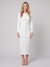 Women's Midi Dress – Gold-Button Tweed Long-Sleeve