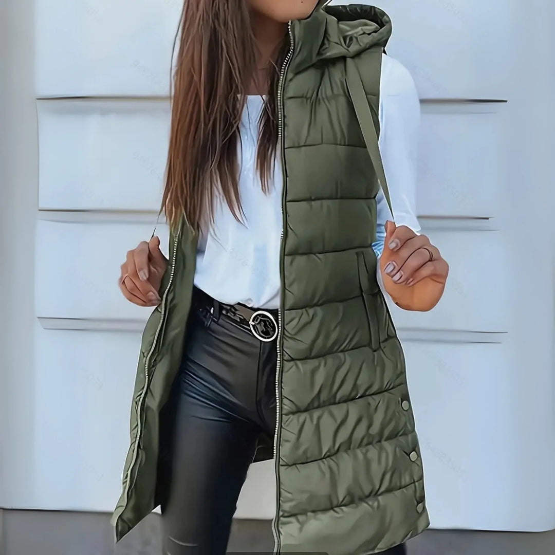 Women's Hooded Long Puffer Jacket Gilet