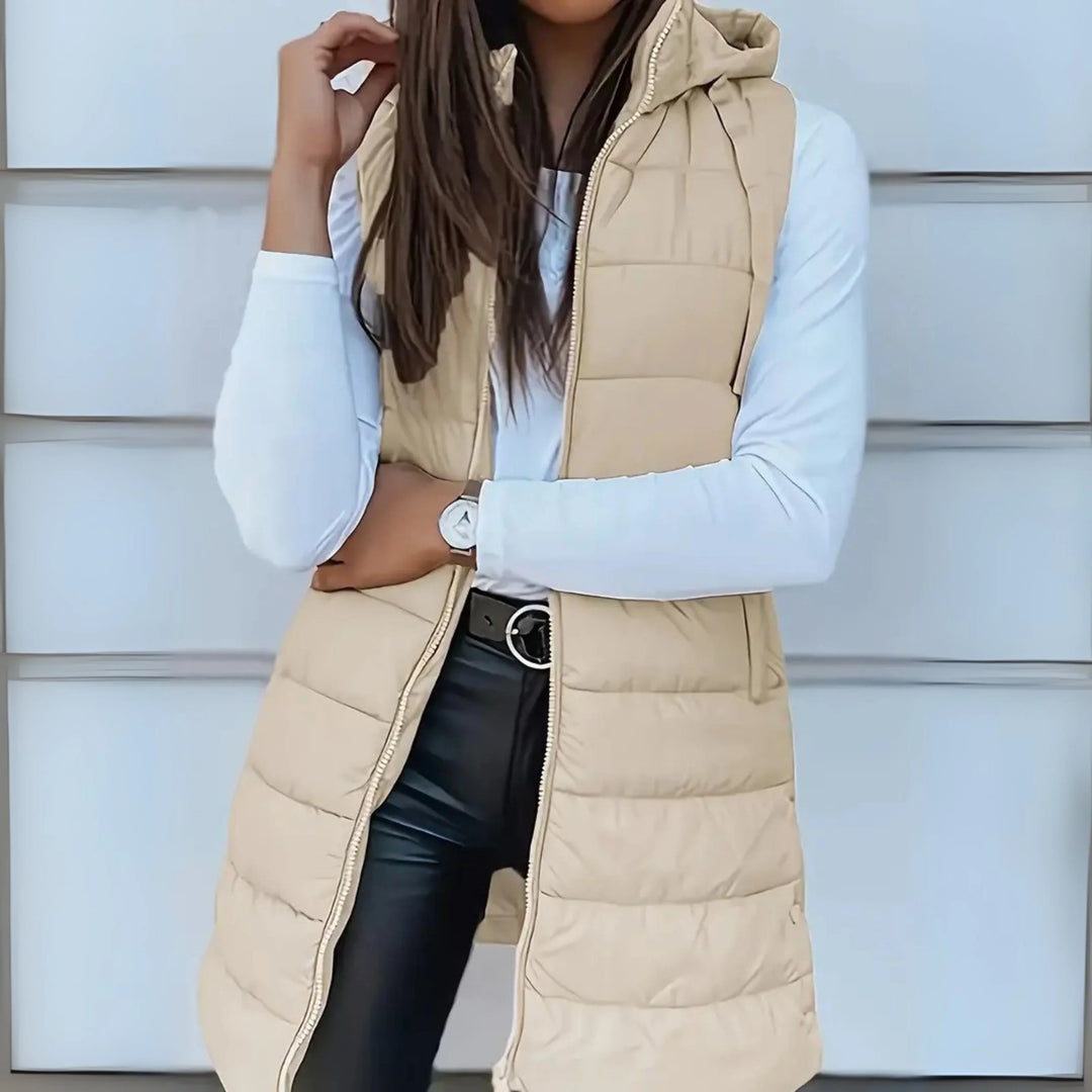 Women's Hooded Long Puffer Jacket Gilet