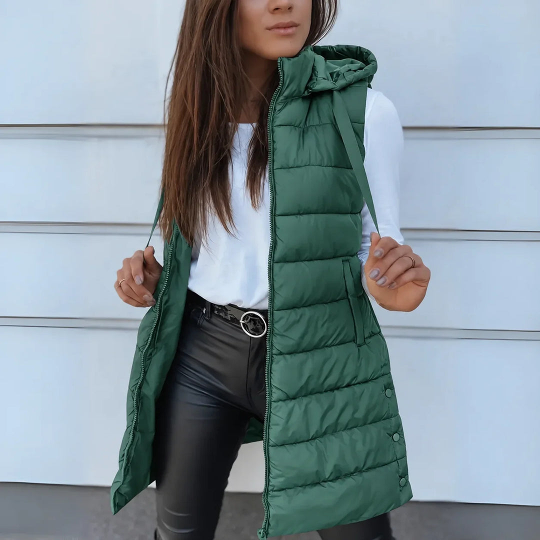 Women's Hooded Long Puffer Jacket Gilet
