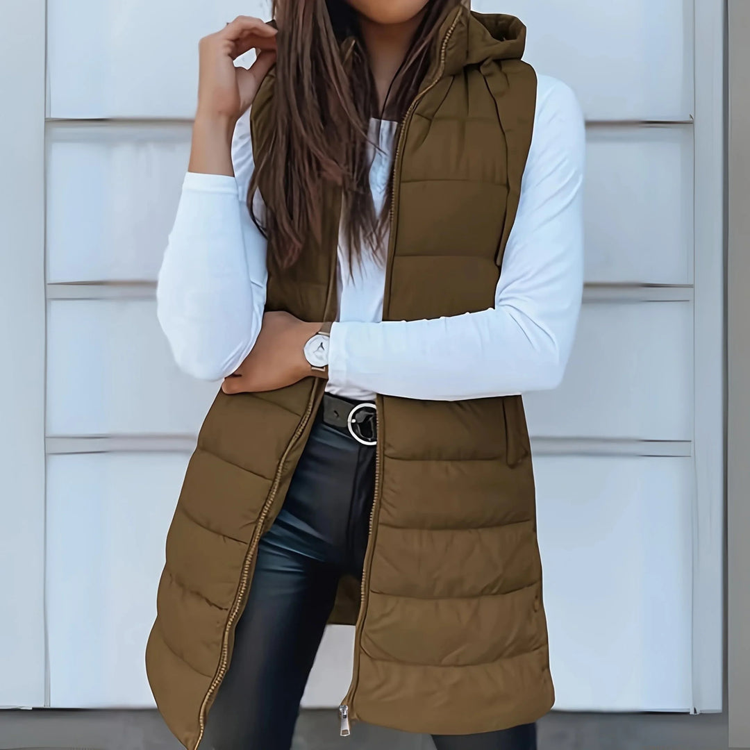 Women's Hooded Long Puffer Jacket Gilet