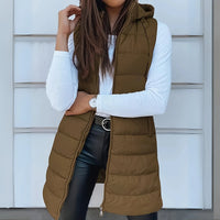 Women's Hooded Long Puffer Jacket Gilet