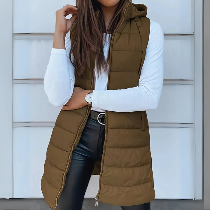 Women's Hooded Long Puffer Jacket Gilet