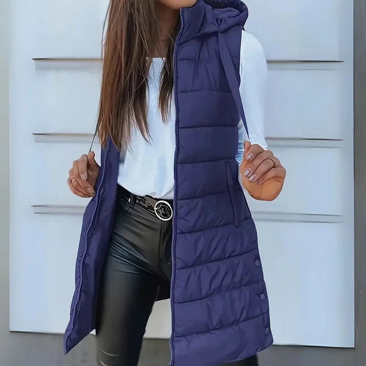 Women's Hooded Long Puffer Jacket Gilet