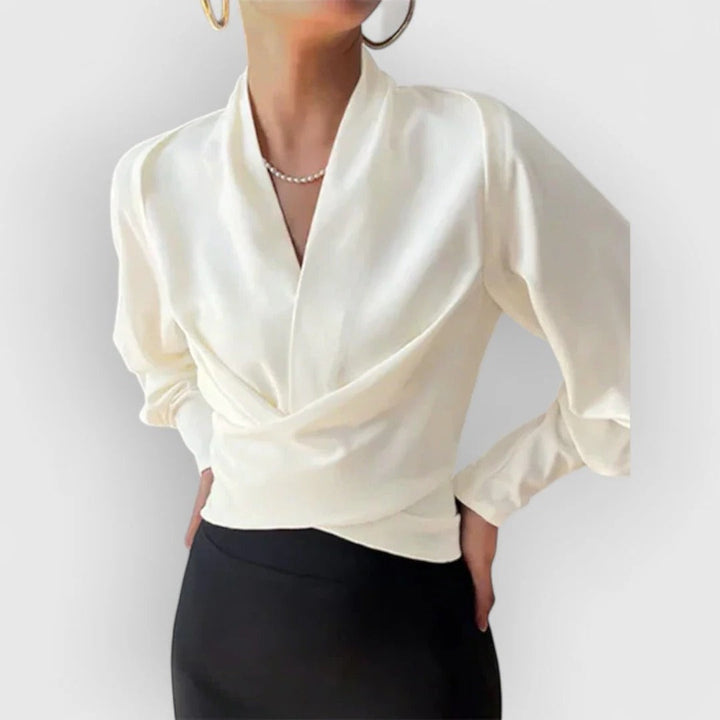 Women's Marisol Satin Blouse in Blue | Invictora.com