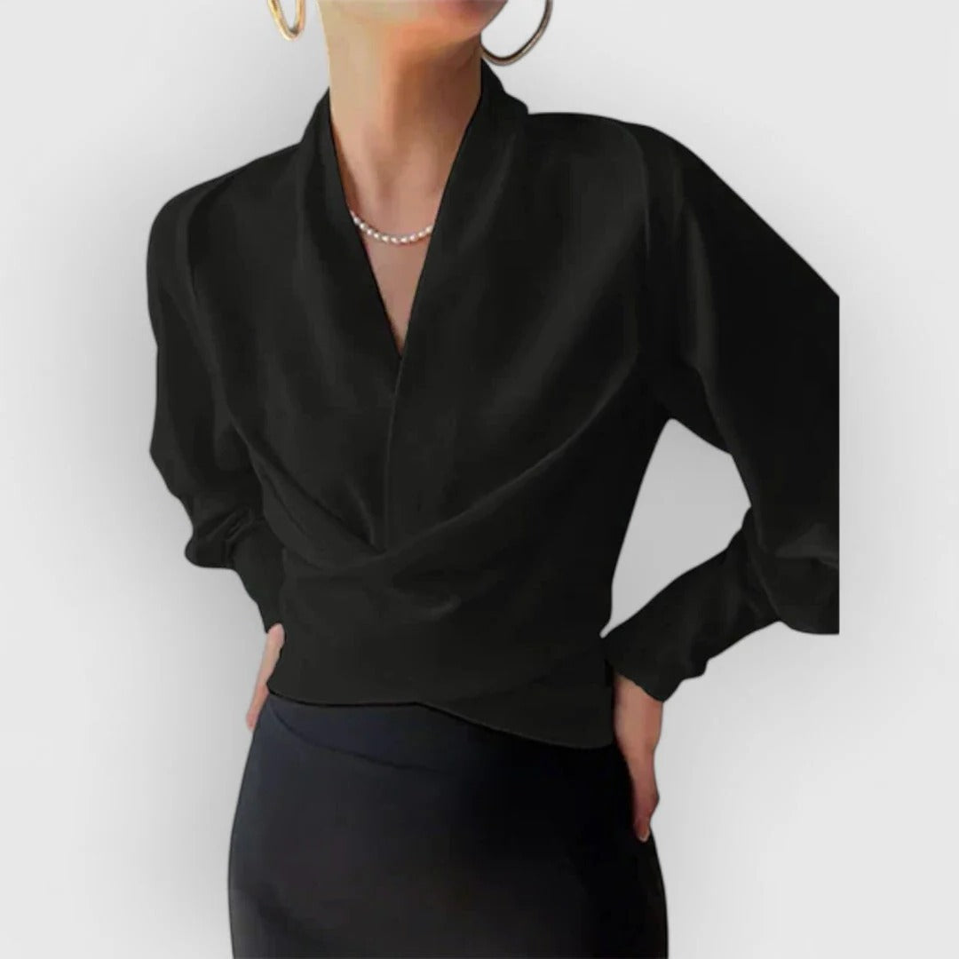 Women's Marisol Satin Blouse in Blue | Invictora.com