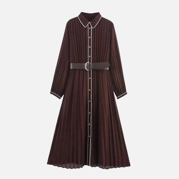 Women's Pleated Long Sleeve Midi Dress product image | Invictora.com