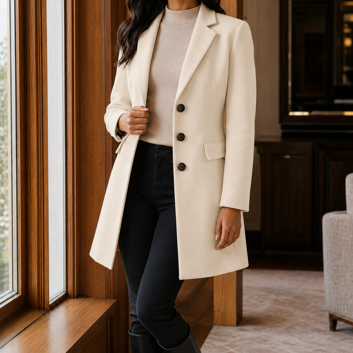 Women's Simone Tailored Coat in Black | Invictora.com