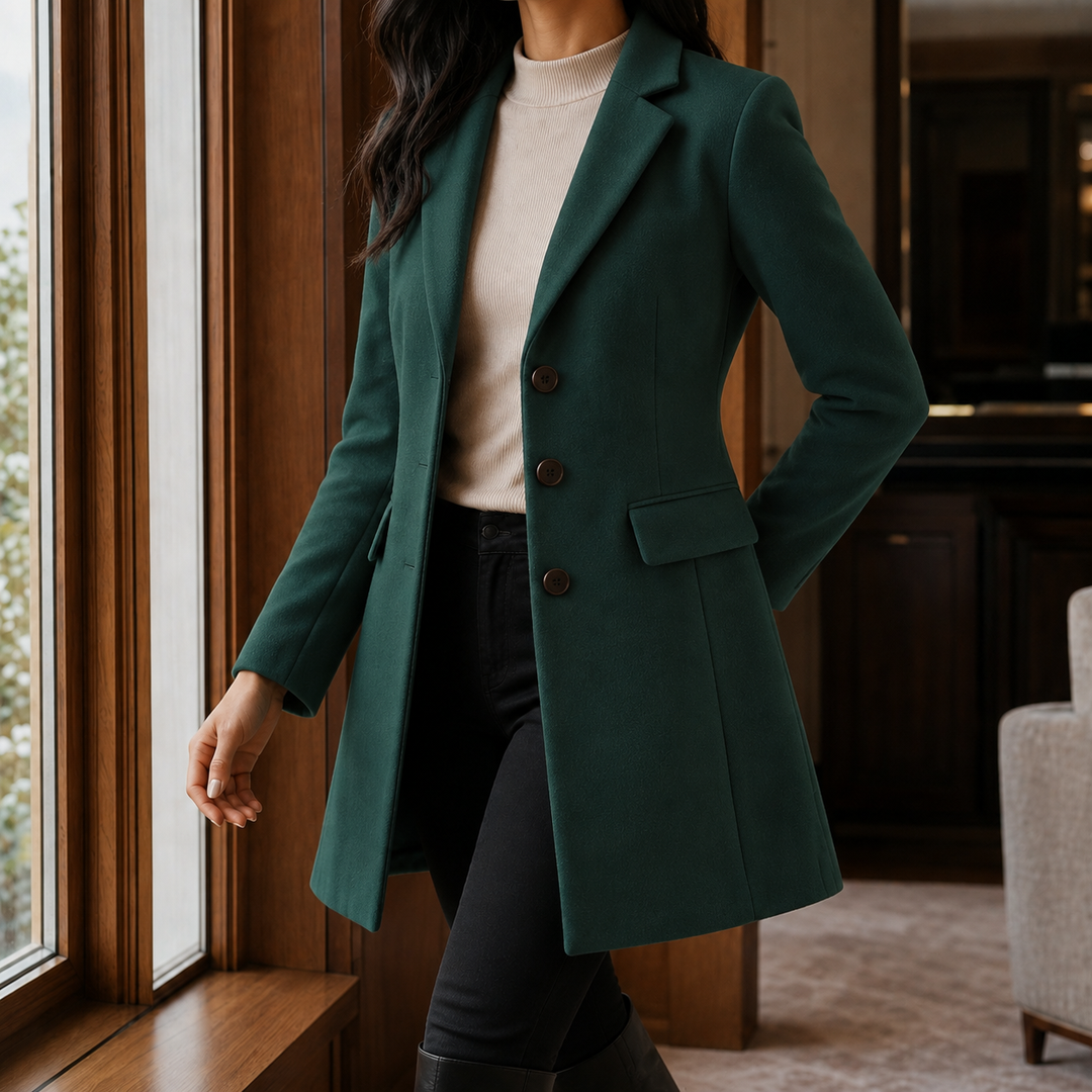 Women's Simone Tailored Coat in Black | Invictora.com