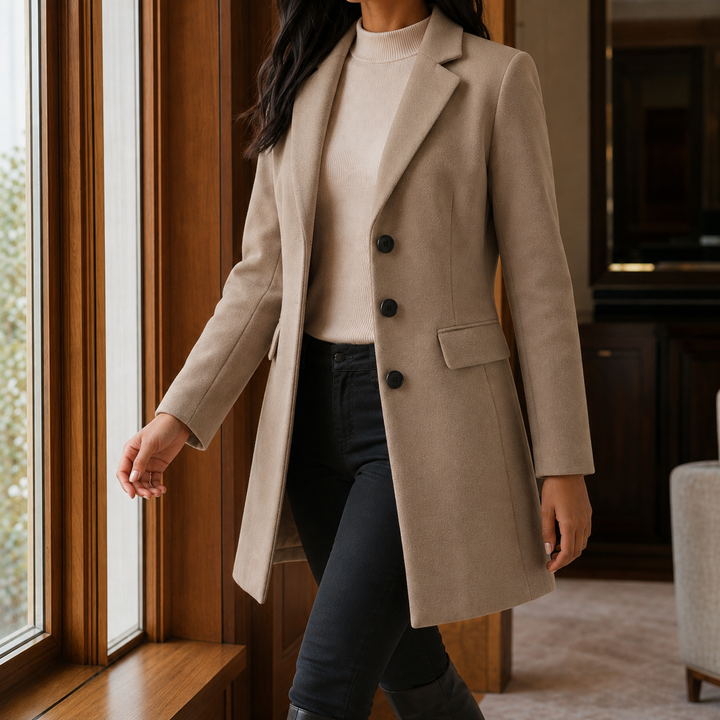 Women's Simone Tailored Coat in Black | Invictora.com