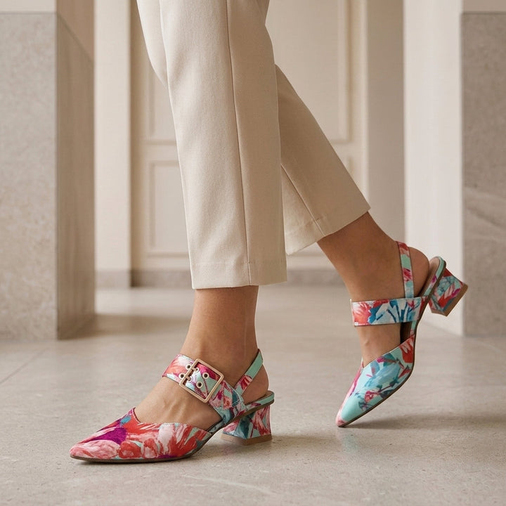 Women's Varese Slingback Heels in Pink Blue | Invictora.com