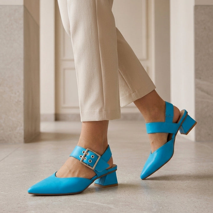 Women's Varese Slingback Heels in Pink Blue | Invictora.com