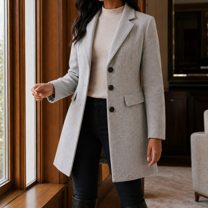 Women's Simone Tailored Coat in Brown | Invictora.com