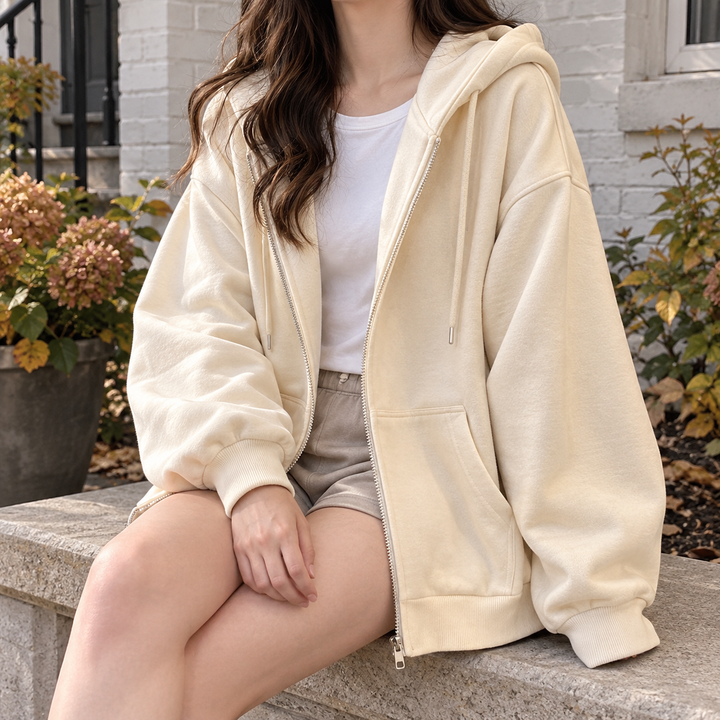 Women's Nina-Pearl Relaxed Zip Hoodie | Invictora.com