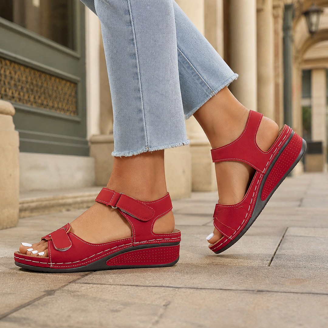 Women's Pacelli Orthopedic Sandals in Red | Invictora.com