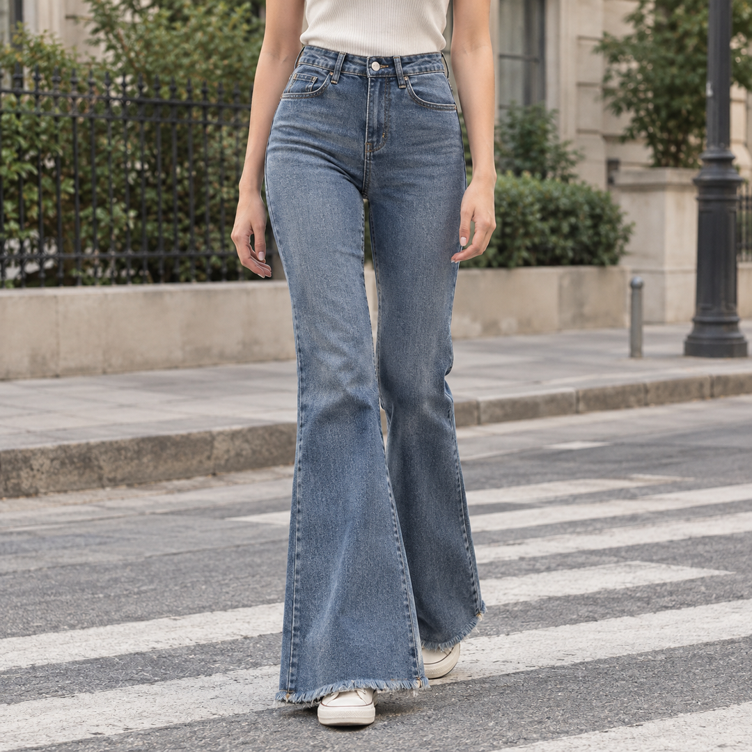 Women's Lucille-Sage Flared Jeans | Invictora.com