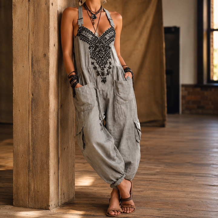 Women's Marina-Pearl Embroidered Jumpsuit | Invictora.com