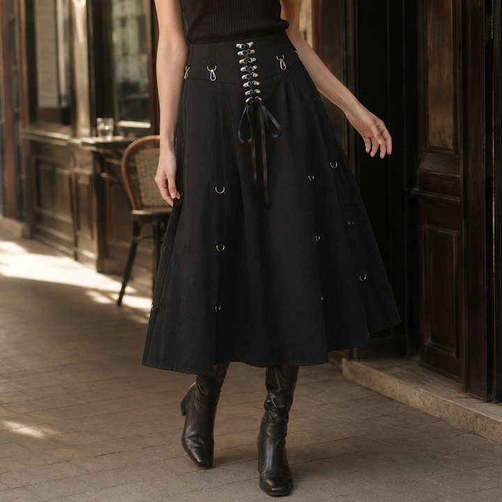 Women's Clarisse Lace-Up Midi Skirt | Invictora.com